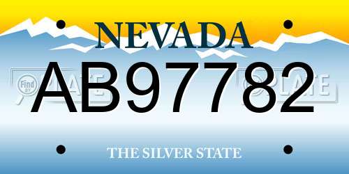 AB97782 Nevada License Plate
