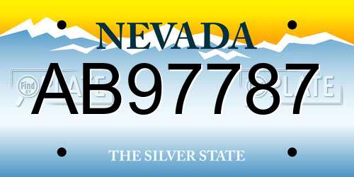 AB97787 Nevada License Plate