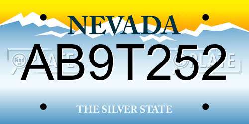 AB9T252 Nevada License Plate