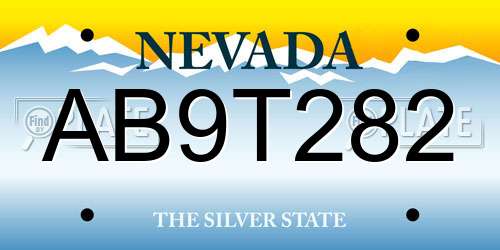 AB9T282 Nevada License Plate