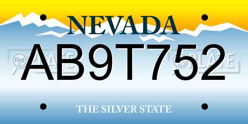 AB9T752 Nevada License Plate