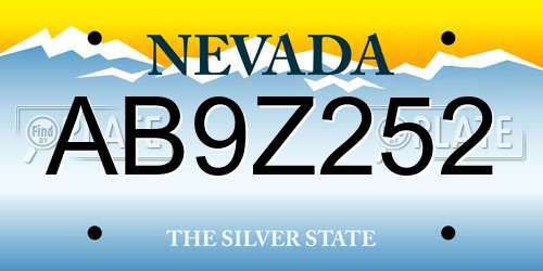 AB9Z252 Nevada License Plate