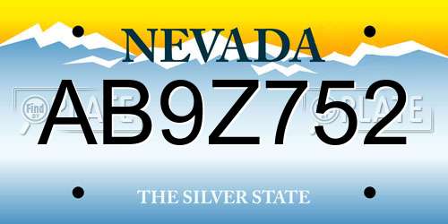 AB9Z752 Nevada License Plate