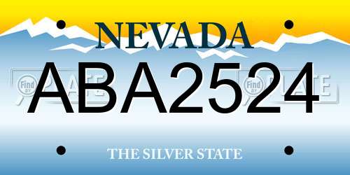 ABA2524 Nevada License Plate