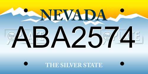 ABA2574 Nevada License Plate
