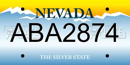 ABA2874 Nevada License Plate