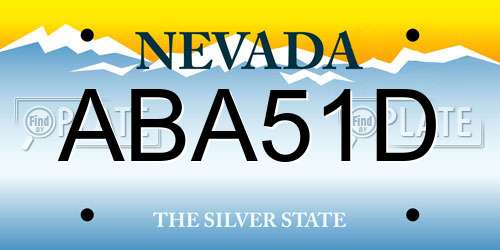ABA51D Nevada License Plate