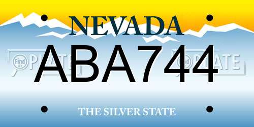 ABA744 Nevada License Plate