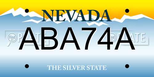 ABA74A Nevada License Plate