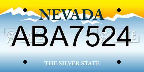 ABA7524 Nevada License Plate
