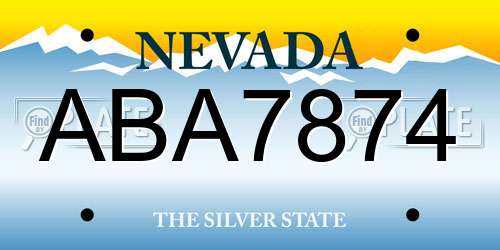 ABA7874 Nevada License Plate