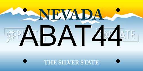 ABAT44 Nevada License Plate