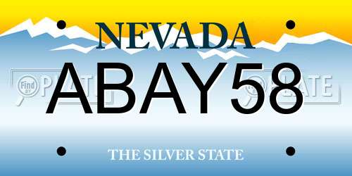 ABAY58 Nevada License Plate