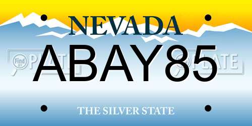 ABAY85 Nevada License Plate