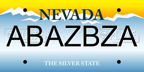 ABAZBZA Nevada License Plate