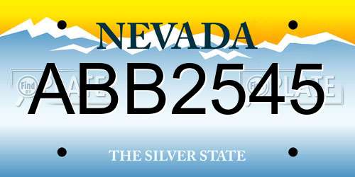 ABB2545 Nevada License Plate