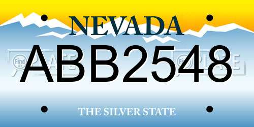 ABB2548 Nevada License Plate