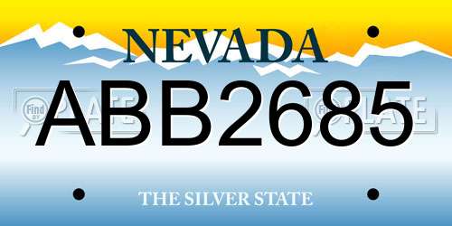ABB2685 Nevada License Plate