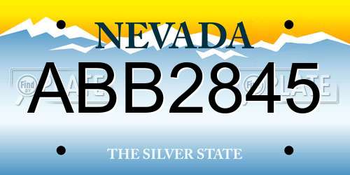 ABB2845 Nevada License Plate