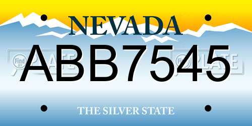 ABB7545 Nevada License Plate