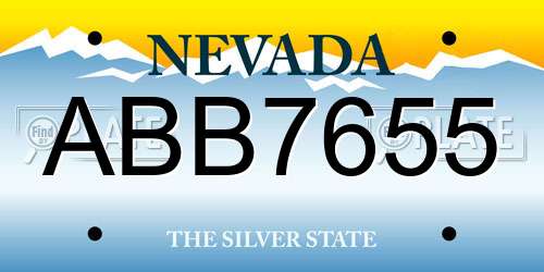 ABB7655 Nevada License Plate