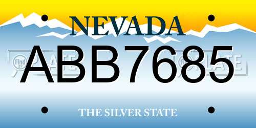 ABB7685 Nevada License Plate