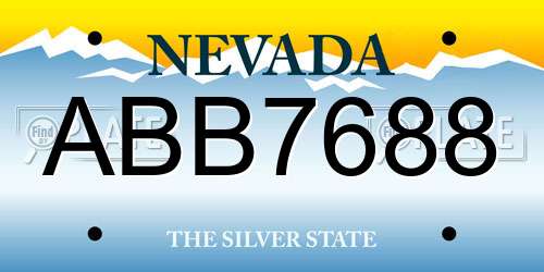 ABB7688 Nevada License Plate