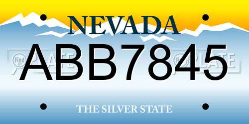ABB7845 Nevada License Plate