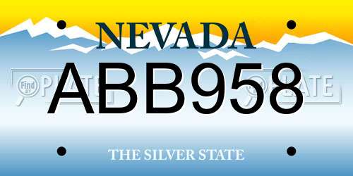 ABB958 Nevada License Plate