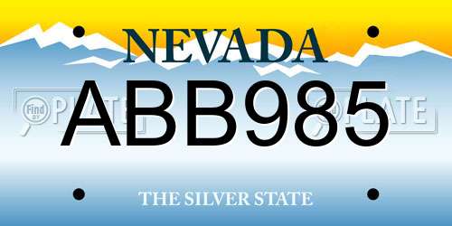 ABB985 Nevada License Plate