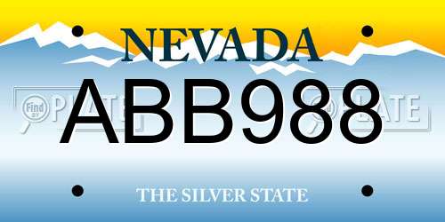 ABB988 Nevada License Plate