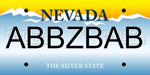 ABBZBAB Nevada License Plate