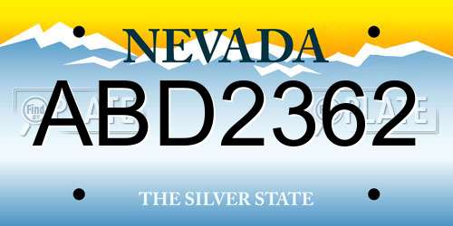 ABD2362 Nevada License Plate