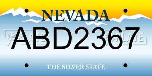 ABD2367 Nevada License Plate