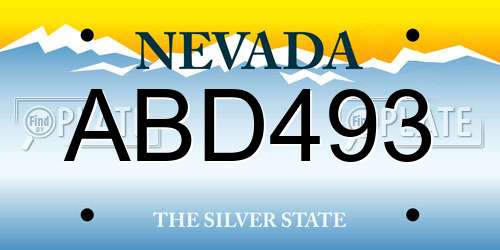 ABD493 Nevada License Plate