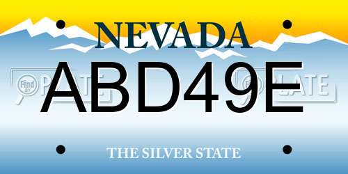 ABD49E Nevada License Plate