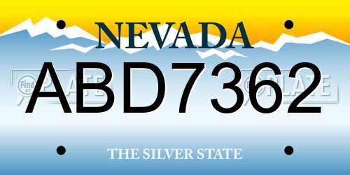 ABD7362 Nevada License Plate