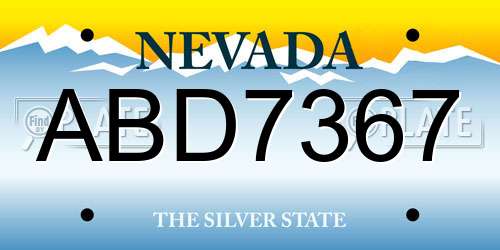 ABD7367 Nevada License Plate