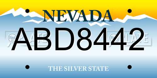 ABD8442 Nevada License Plate
