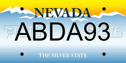 ABDA93 Nevada License Plate