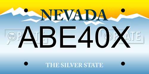 ABE40X Nevada License Plate