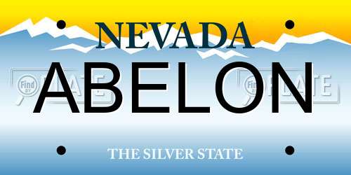 ABELON Nevada License Plate