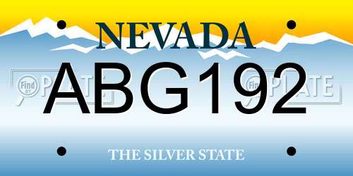 ABG192 Nevada License Plate