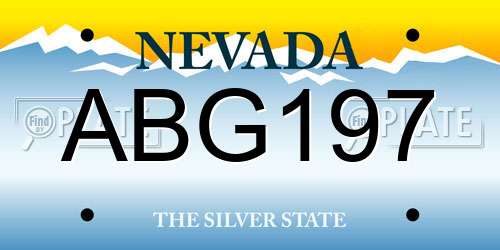 ABG197 Nevada License Plate