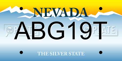 ABG19T Nevada License Plate