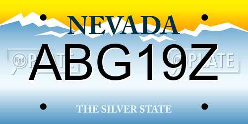 ABG19Z Nevada License Plate