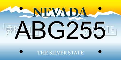 ABG255 Nevada License Plate