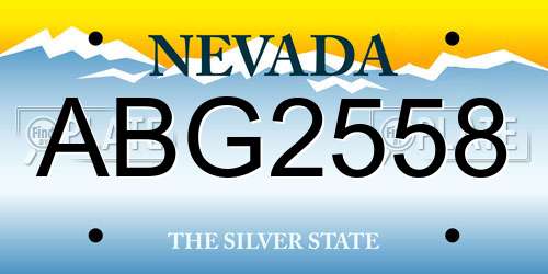 ABG2558 Nevada License Plate