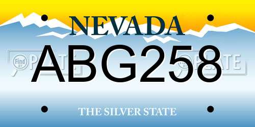 ABG258 Nevada License Plate