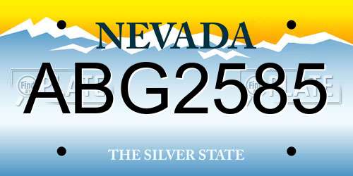 ABG2585 Nevada License Plate